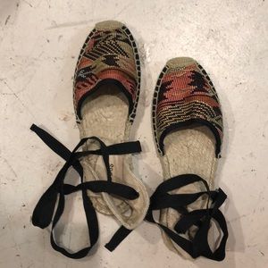 Soludos Aztec Lace Up Ankle Strap Espadrilles